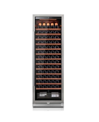 Ca'Lefort 24 inch Wine Cooler Refrigerator 166-Bottle,Freestanding/Built-In Wine Fridge 3LED stainless steel for Home/Office