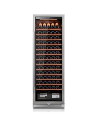 Ca'Lefort 24 inch Wine Cooler Refrigerator 166-Bottle,Freestanding/Built-In Wine Fridge 3LED stainless steel for Home/Office