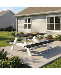 WestinTrends Outdoor 70" Hdpe Plastic Picnic Table Bench With Umbrella Hole