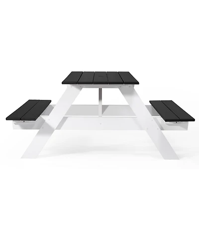 WestinTrends Outdoor 70" Hdpe Plastic Picnic Table Bench With Umbrella Hole