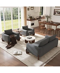 Streamdale Furniture 3-Piece Modern Boucle Sofa Set: 1 Loveseat and 2 Armchairs