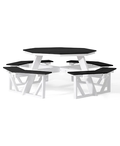 WestinTrends Outdoor Hdpe 8-Person Patio Octagon Picnic Table