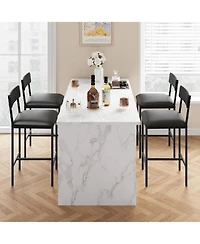 homfan Set of 2 Swivel Counter Height Bar Stools, Metal Frame Upholstered Chairs with Backrest and Footrest, Easy Assembly for Indoor Leisure Spaces
