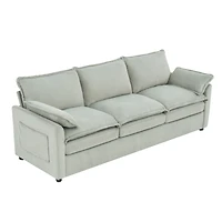 Streamdale Furniture Modern 3-Seater Plush Upholstered Sofa with Side Storage Pockets