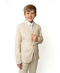 Peanut Butter Collection Little Boys Linen 5-Piece Shirt, Tie, Jacket, Vest and Pants Suit Set