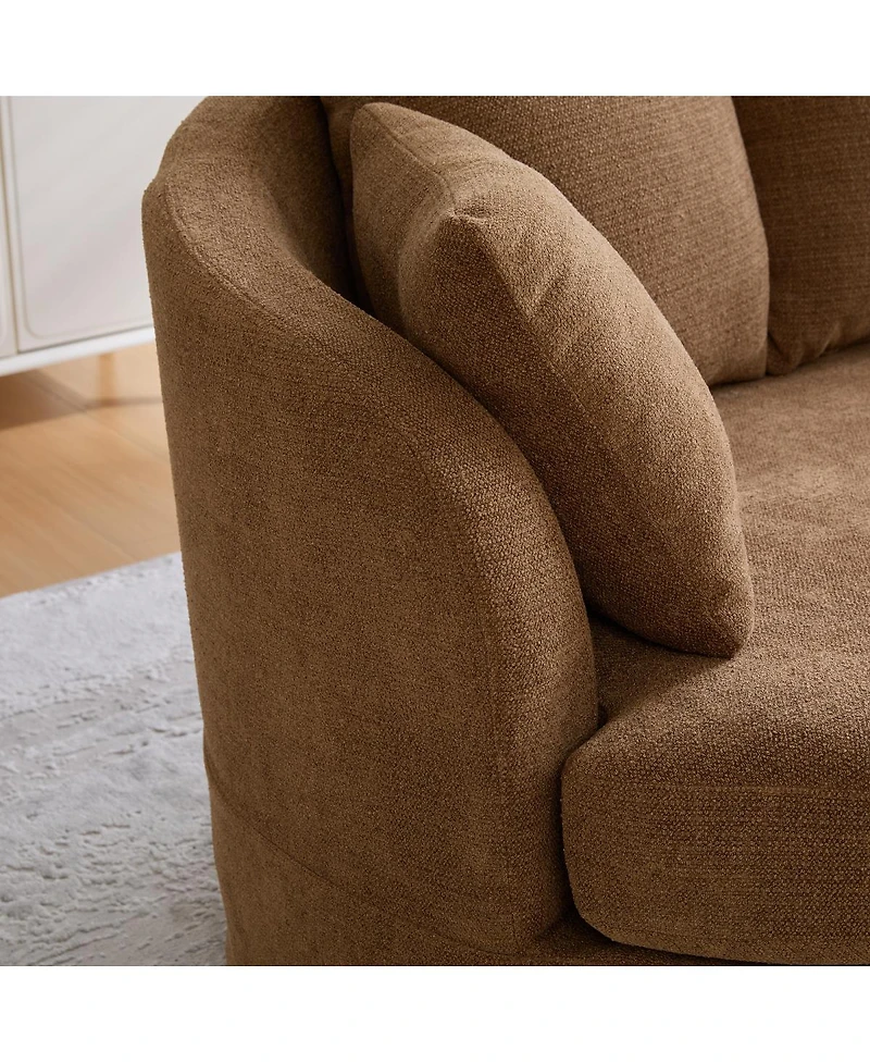 Streamdale Furniture Wide Modern Curved Plush Chenille Sofa with 4 Removable Cushions