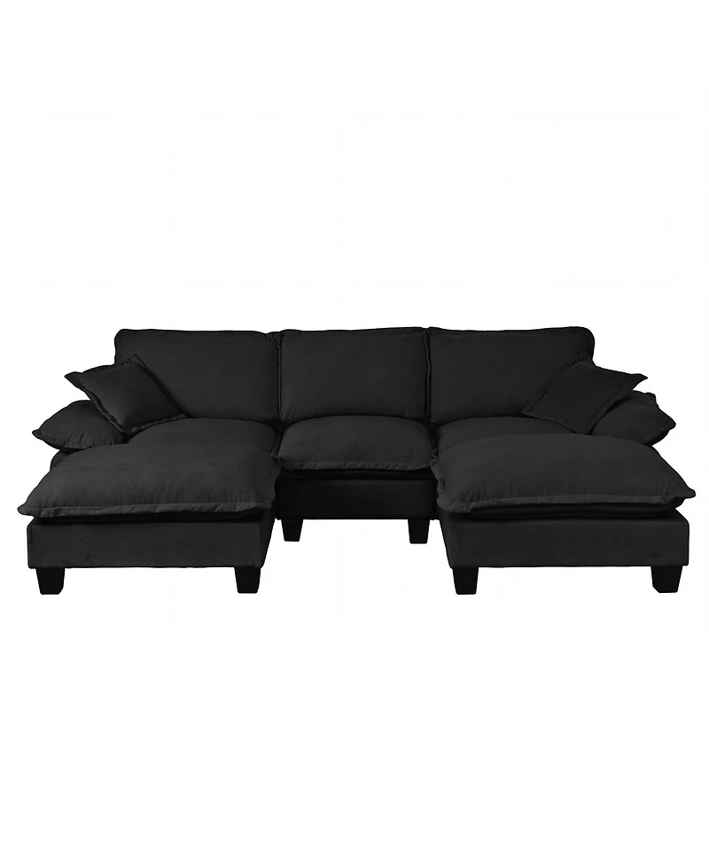 Streamdale Furniture Modular U-Shape Cloud Sectional Sofa with 2 Ottomans and Pillows