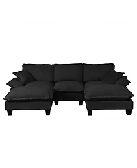 Streamdale Furniture Modular U-Shape Cloud Sectional Sofa with 2 Ottomans and Pillows