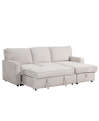 Streamdale Furniture Upholstery Sleeper Sectional Sofa with Storage, Usb Port, and 2 Cup Holders