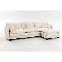 Streamdale Furniture 3-Seat Sectional Sofa with Ottoman and Waist Pillows