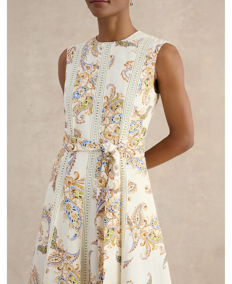 Hobbs London Women's Uma Linen Blend Midi Dress