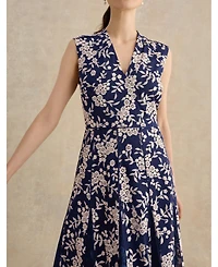 Hobbs London Women's Quin Sleeveless V-Neck Embroidered Dress