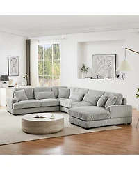 Streamdale Furniture U-Shaped Corduroy Sectional Sofa with Chaise Lounge