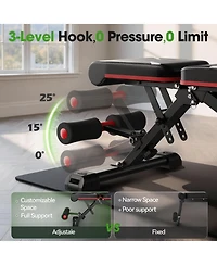 Fed Fitness WB3 Weight Bench with Headrest, 750LBS Foldable Adjustable Bench Press, Incline Decline Flat Workout Bench Fits 6'5''