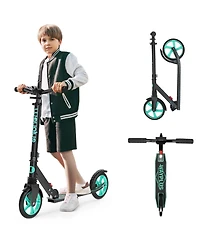 Fed Fitness Foldable Kick Scooter for Teens, 4-Level Adjustable Height, ABEC9 Bearing, 240LBS Capacity, Suitable for Ages 6+
