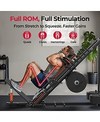 Fed Fitness 3 in 1 Leg Press Hack Squat Machine with Ultra-Quiet Pulley System, Adjustable Leg Press Machine with Stretch Board