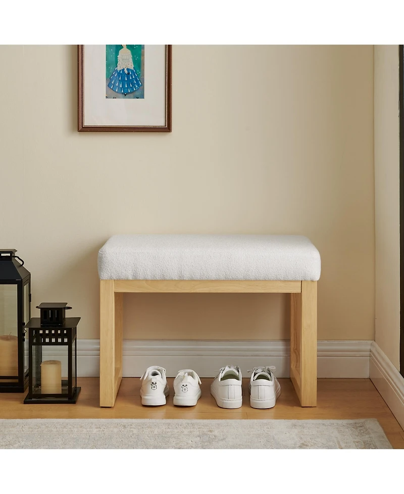 flynama Beige Wooden Shoe Changing Bench