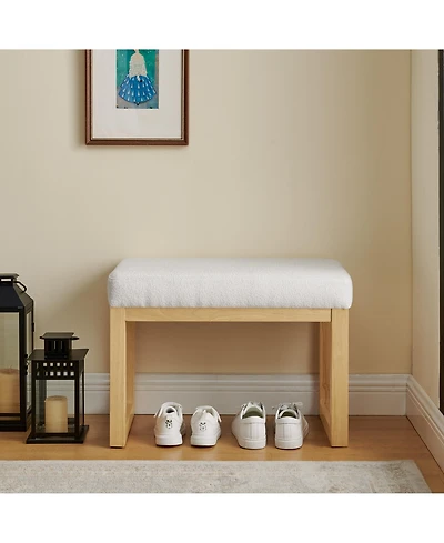 flynama Beige Wooden Shoe Changing Bench