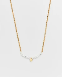 Fable England Gold Love Heart Pearl Necklace