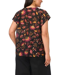Vince Camuto Plus Printed V-Neck Short-Sleeve Blouse