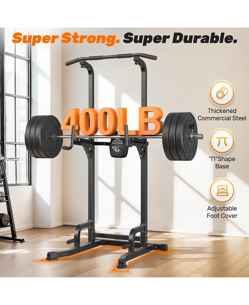 Fed Fitness 400LBS Power Tower, 10-in-1 Adjustable Pull Up Dip Station, Multi-Function Home Gym Strength Training Equipment