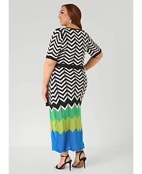 Ashley Stewart Women's Zig Zag Pointelle Maxi Dress