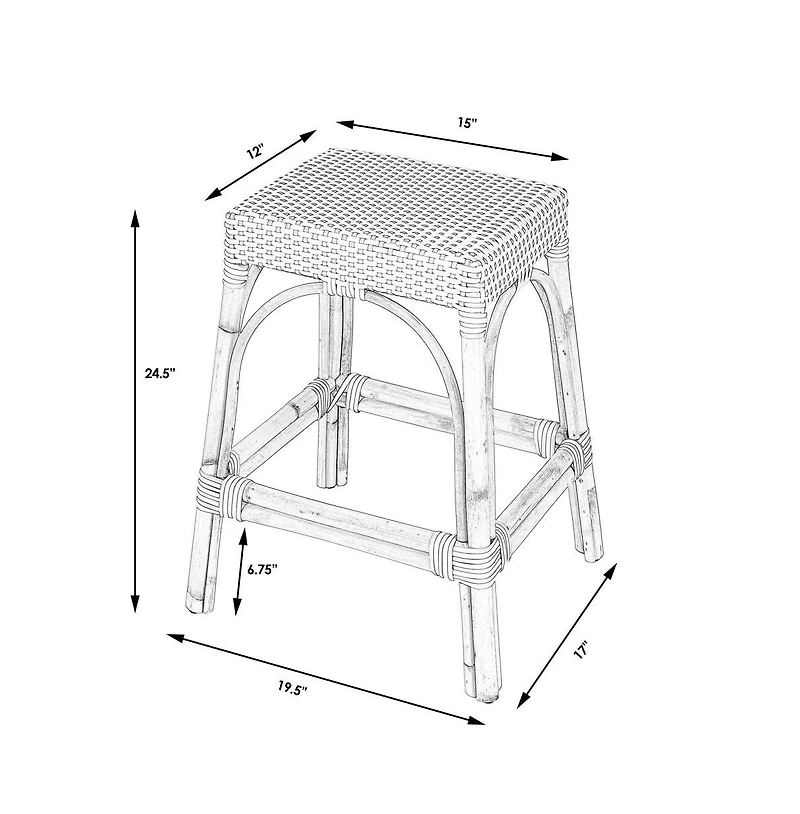 Butler Specialty Robias Rectangular Rattan 24.5" Counter Stool