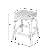 Butler Specialty Robias Rectangular Rattan 24.5" Counter Stool
