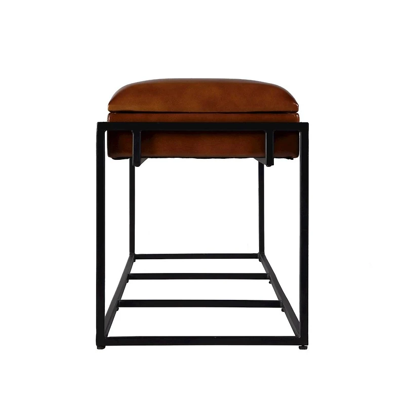 Butler Specialty Kane 62 in. W Leather and Iron Accent Bench