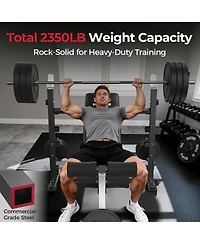 Fed Fitness Olympic Adjustable Weight Bench, 39IN Rack Width with Bench Press Rack, Leg Extension and Leg Curl, Multi-Functional Workout Equipment