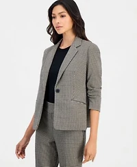 Anne Klein Essentials Petite One Button Scrunch Sleeve Jacket Nyc Compression Side Tab Pants