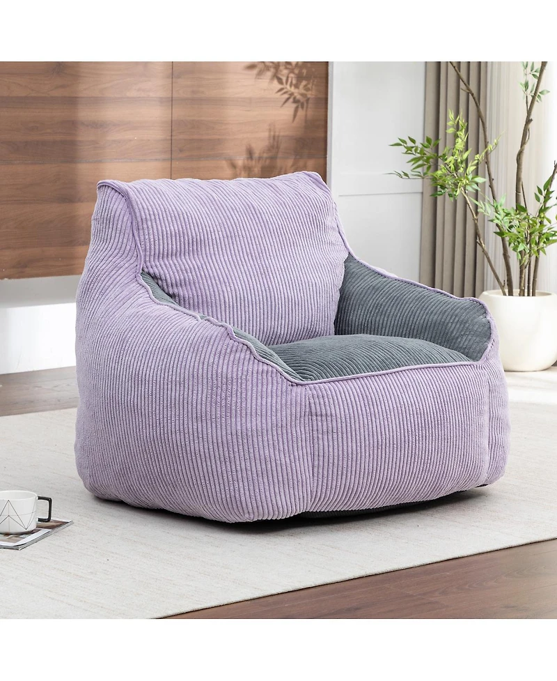 Streamdale Furniture Giant Corduroy Bean Bag Chair with Armrests - Large Adult Sofa