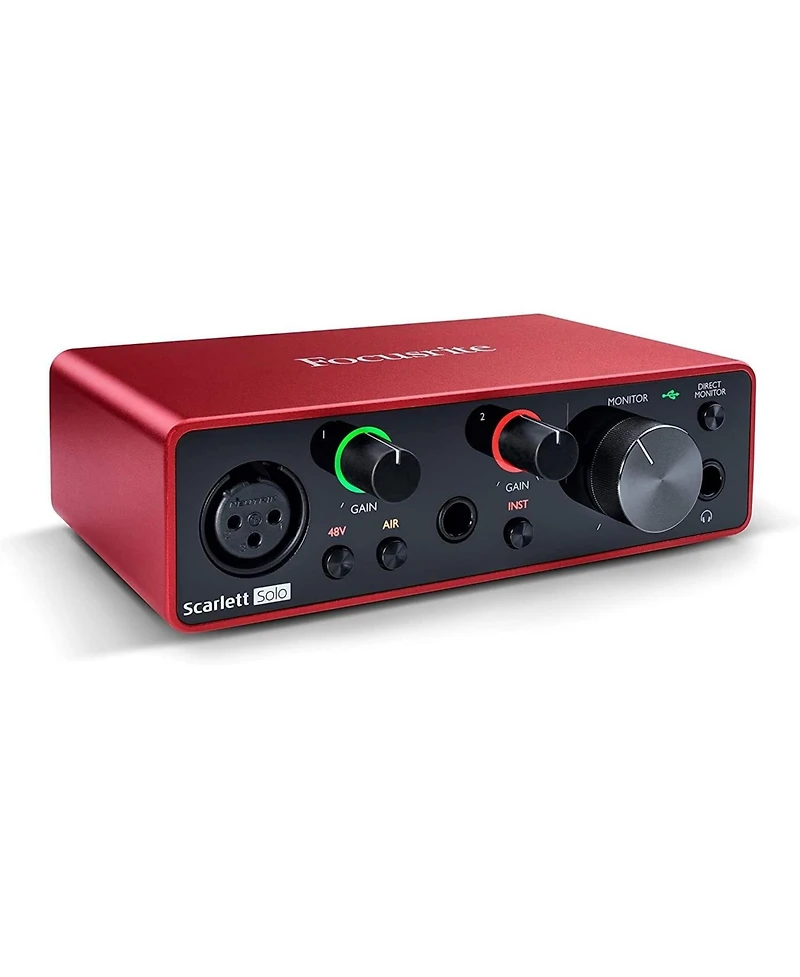 Focusrite Scarlett Solo 3rd Gen Audio Interface Bundle with Condenser Mic, Headphones and Stand