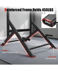 Fed Fitness 450LBS Power Tower, Dual-Triangular Base Pull Up Dip Station with 6 Height Levels, Multi-Function Home Gym Strength Training Equipment