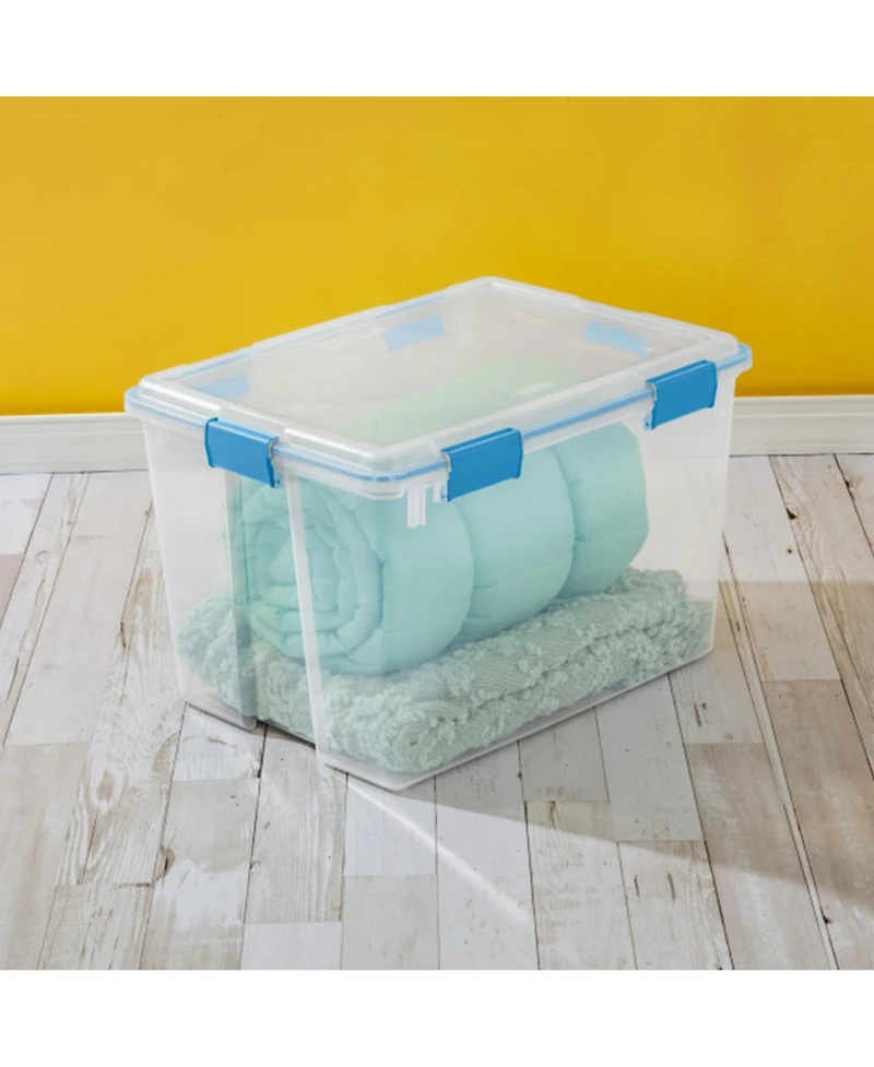 Sterilite 80-Qt Clear Plastic Stackable Storage Bin w/ Gasket Latch Lid, 8 Pack
