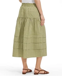 Lands' End Women's Seersucker Pull On Midi Skirt