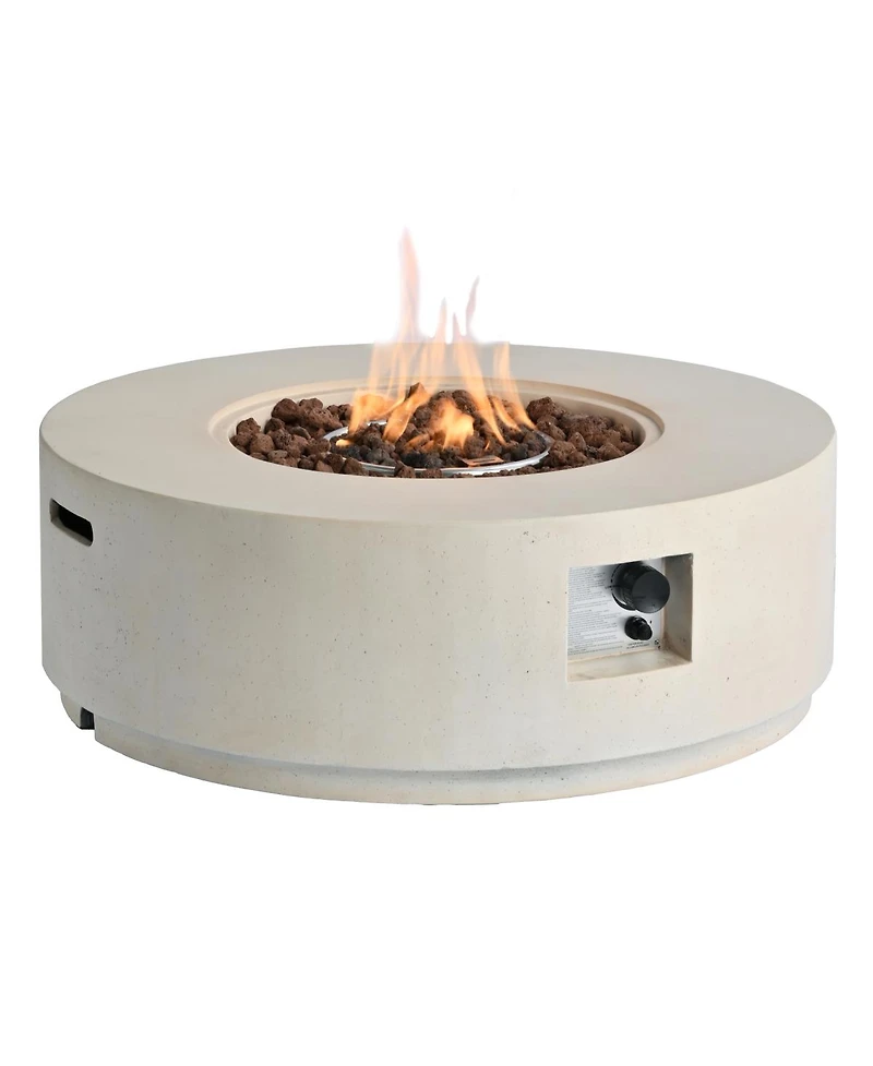Streamdale Furniture 38.2 inch Round Propane Fire Pit Table with Faux Stone Finish, 50,000 Btu