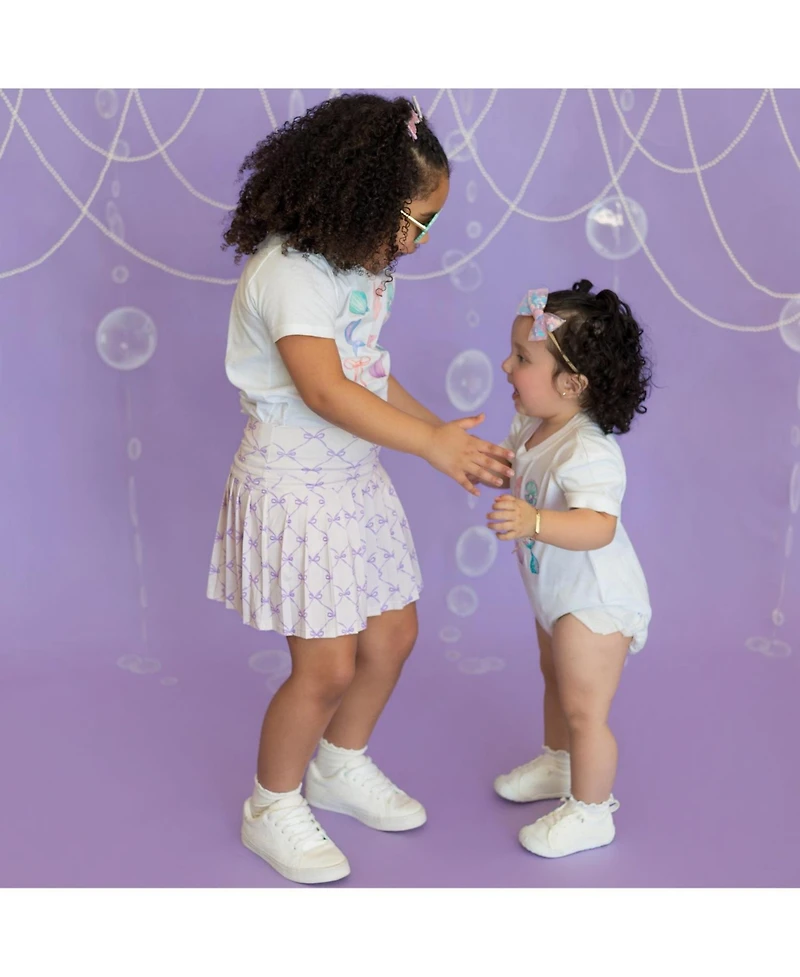 Sweet Wink Toddler Girls Lavender Bow Trellis Athletic Skort