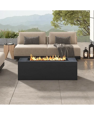 Streamdale Furniture 41.9" Rectangular 40,000 Btu Propane Fire Pit with Cover and Lava Rocks