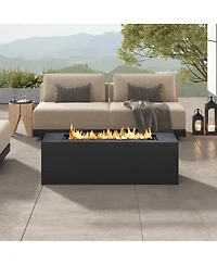 Streamdale Furniture 41.9" Rectangular 40,000 Btu Propane Fire Pit with Cover and Lava Rocks