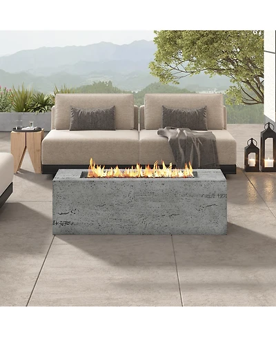 Streamdale Furniture 41.9inch Rectangular 40,000 Btu Propane Fire Pit with Cover and Lava Rocks
