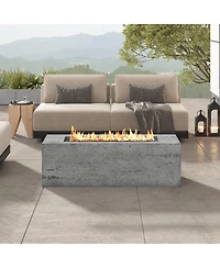 Streamdale Furniture 41.9inch Rectangular 40,000 Btu Propane Fire Pit with Cover and Lava Rocks