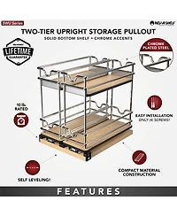 Rev-a-Shelf 9" Pullout Organizer for Cabinets, 2 Tier Upright Shelf, 5WU2-9W2-1