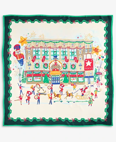 Macy's 100th Thanksgiving Day Parade Silk Herald Square Printed Scarf, Macy's Exclusive