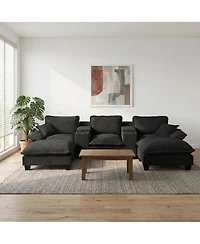 Streamdale Furniture Modular U-Shape Cloud Couch with Storage, Usb, 2 Ottomans and 2 Pillows