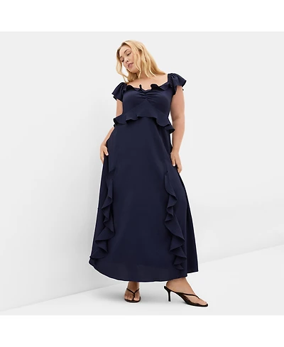 City Chic Women's Fee Frill Maxi Dress