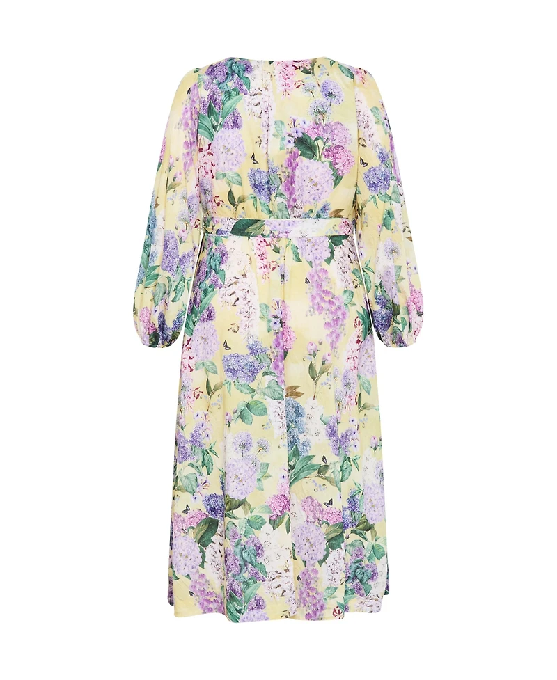 City Chic Women's Anastasia Hydrangea Print Wrap Maxi Dress