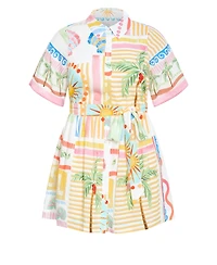 City Chic Women's Lia Sea Dream Placement Print Mini Dress