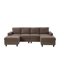 Streamdale Furniture 98.8" Oversized U-Shaped Corduroy 4-Seat Sectional Sofa with Double Chaise