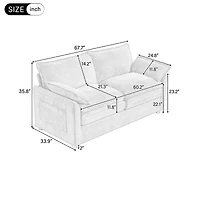 Streamdale Furniture Modern Plush Upholstered Sofa with Double-Layer Cushions and Side Pockets
